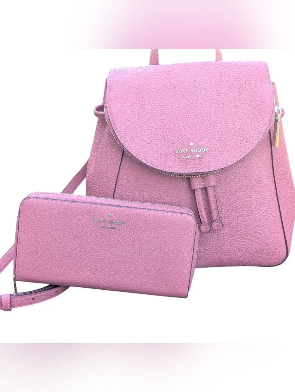 Kate Spade ♠️ NY Leila Med Flap pebbled leather Backpack & large Continental